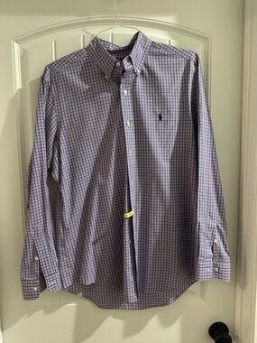 Ralph Lauren Pink, Blue and White Checked Button-Down Dress Shirt